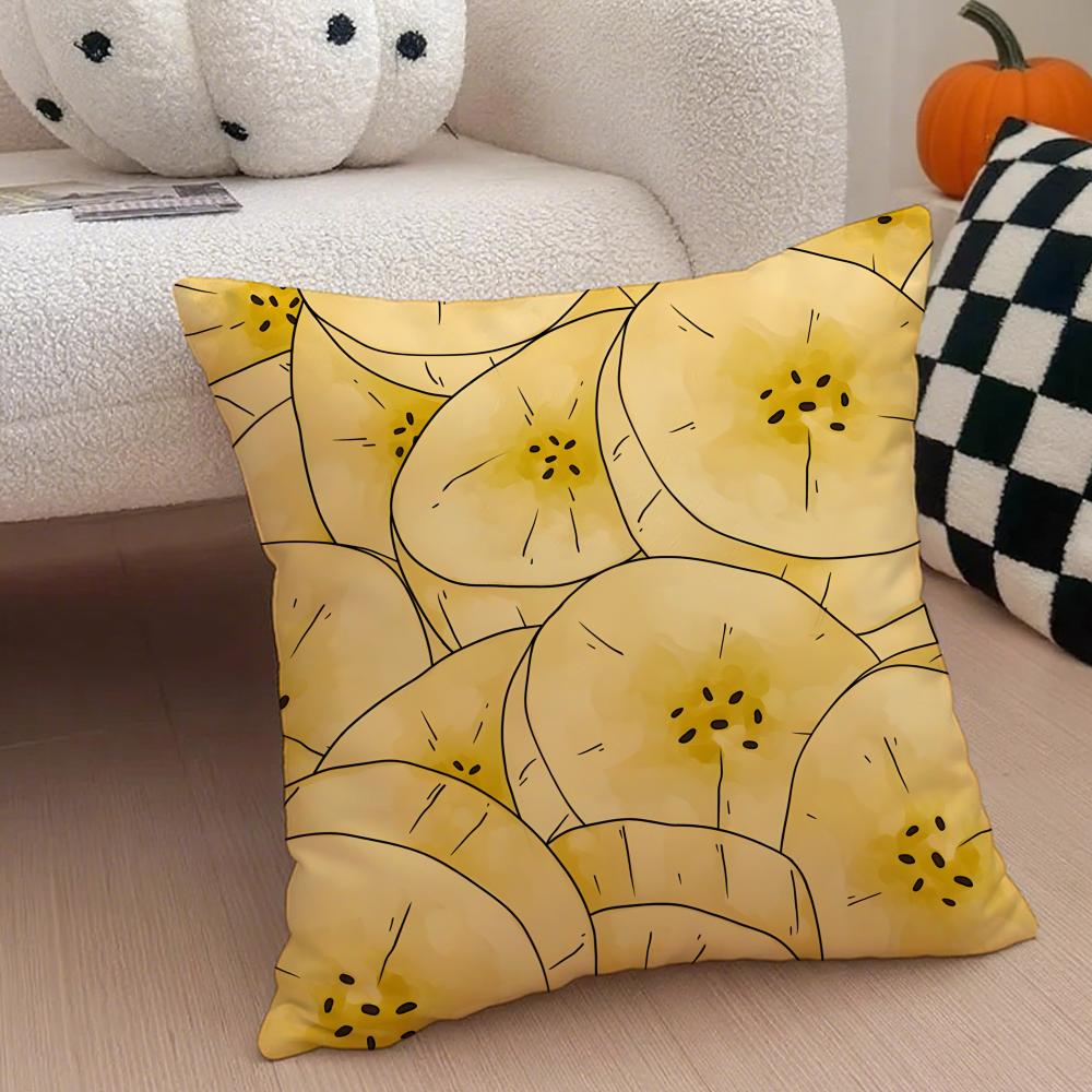 

Fashion Fresh Banana Cute Fruit Cushion Cover Throw Pillow Cover Hidden Button Durable Polyester Chair Cushion 40x40cm