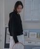 DEHEVE Two-Way Hood Zip-Up Knit [Black]