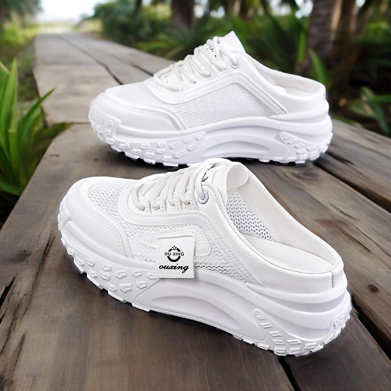 Platform-absorbing Bottom Women Summer Casual Sports Shoes - Breathable Mesh, Strap Low-top Design, Wear-resistant TPU Outsole