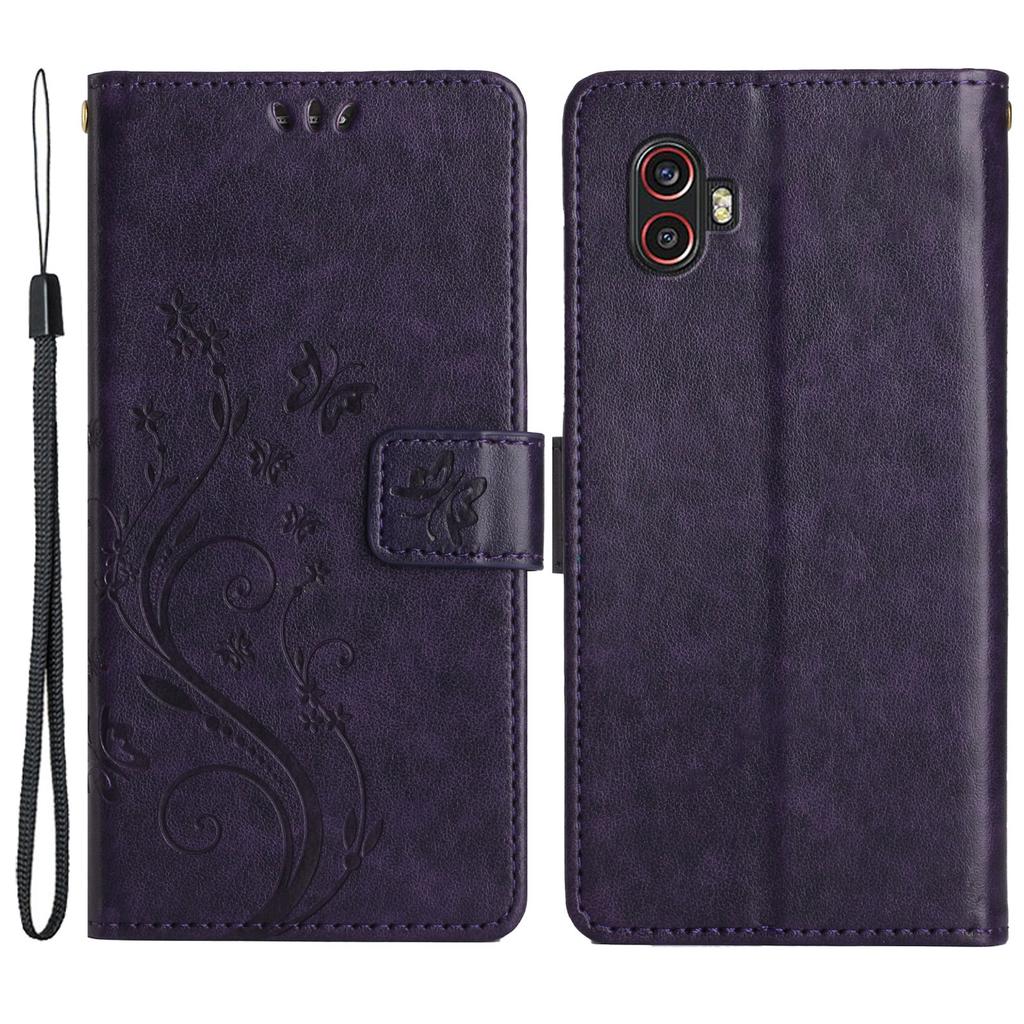 For Samsung Galaxy Xcover6 Pro 5G Wallet Phone Case Butterfly Floral Leather Flip Cover