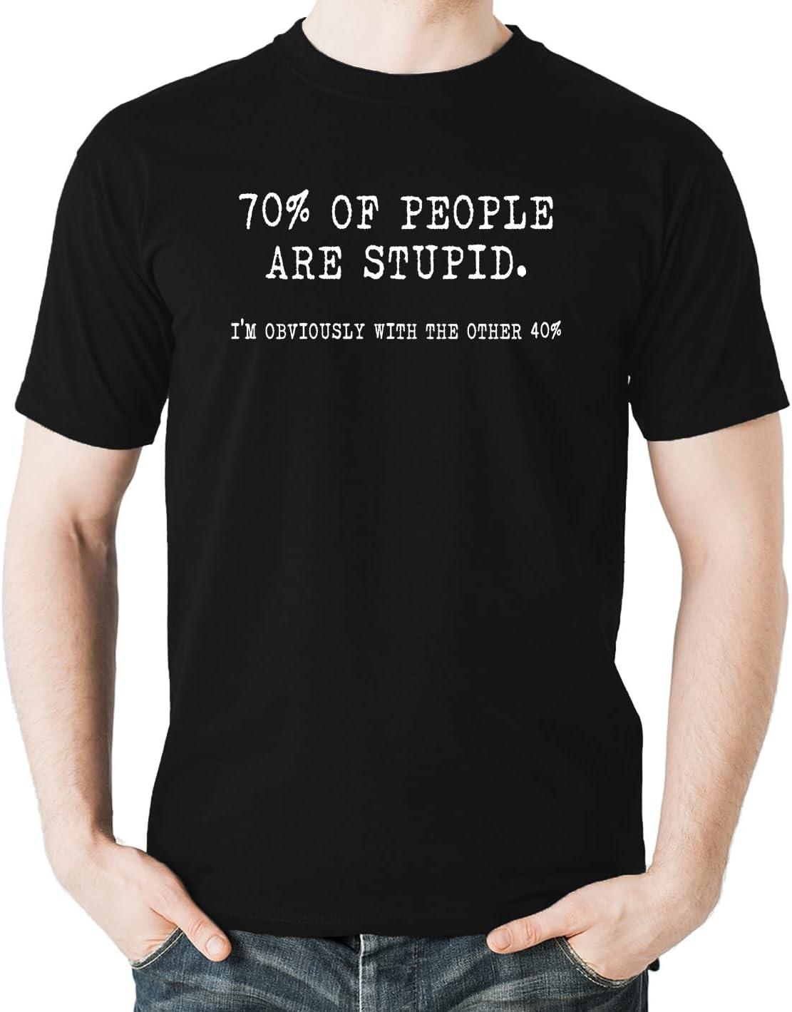 Witty Fashions 70% Людей - Смешная Шутка Юмор Взрослый Саркастический Графический Мужская Оригинальная Футболка XXXXXL чёрный