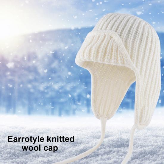 Unisex Winter Hat Knitted Thick Warm Windproof Solid Color Ear Protection Beanie Winter Outdoor Daily Bomber Cap Cycling Travel Headwear