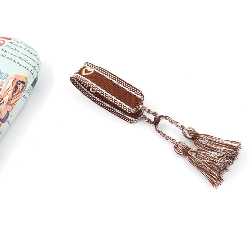 Love Pattern Woven Bracelet Bohemian Adjustable Handmade Tassel Rope Bohemian Bracelet Ladies Girls Bracelets Jewelry
