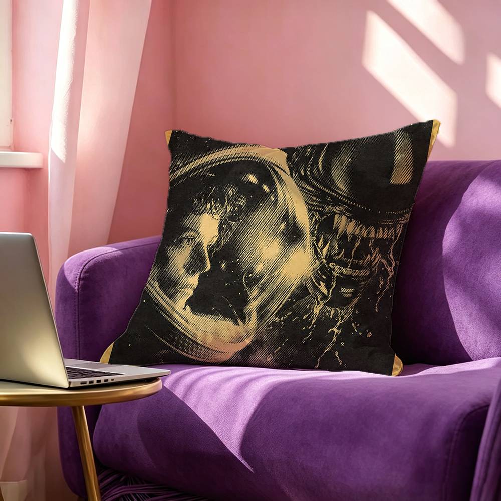 Horror Movies Alien Film Pillow Case Square DoubleSided Sofa Cushion Cover Bedroom Bedside Pillow