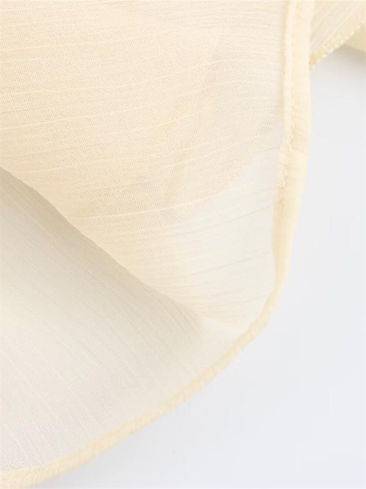 Camicia da donna a strati con cravatta a fiocco e maniche a lanterna francesi primavera 2025