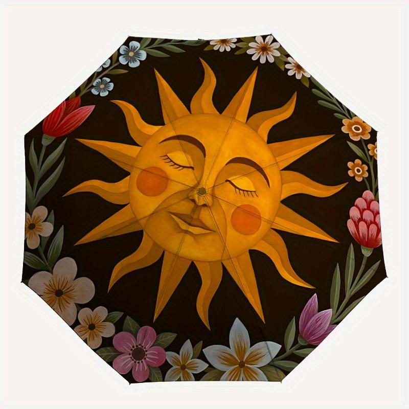 

1pc Sunflower Mandala Automatic Folding Umbrella, Portable & Foldable Design with 8 Ribs, Casual Outdoor Accessory yy250729084