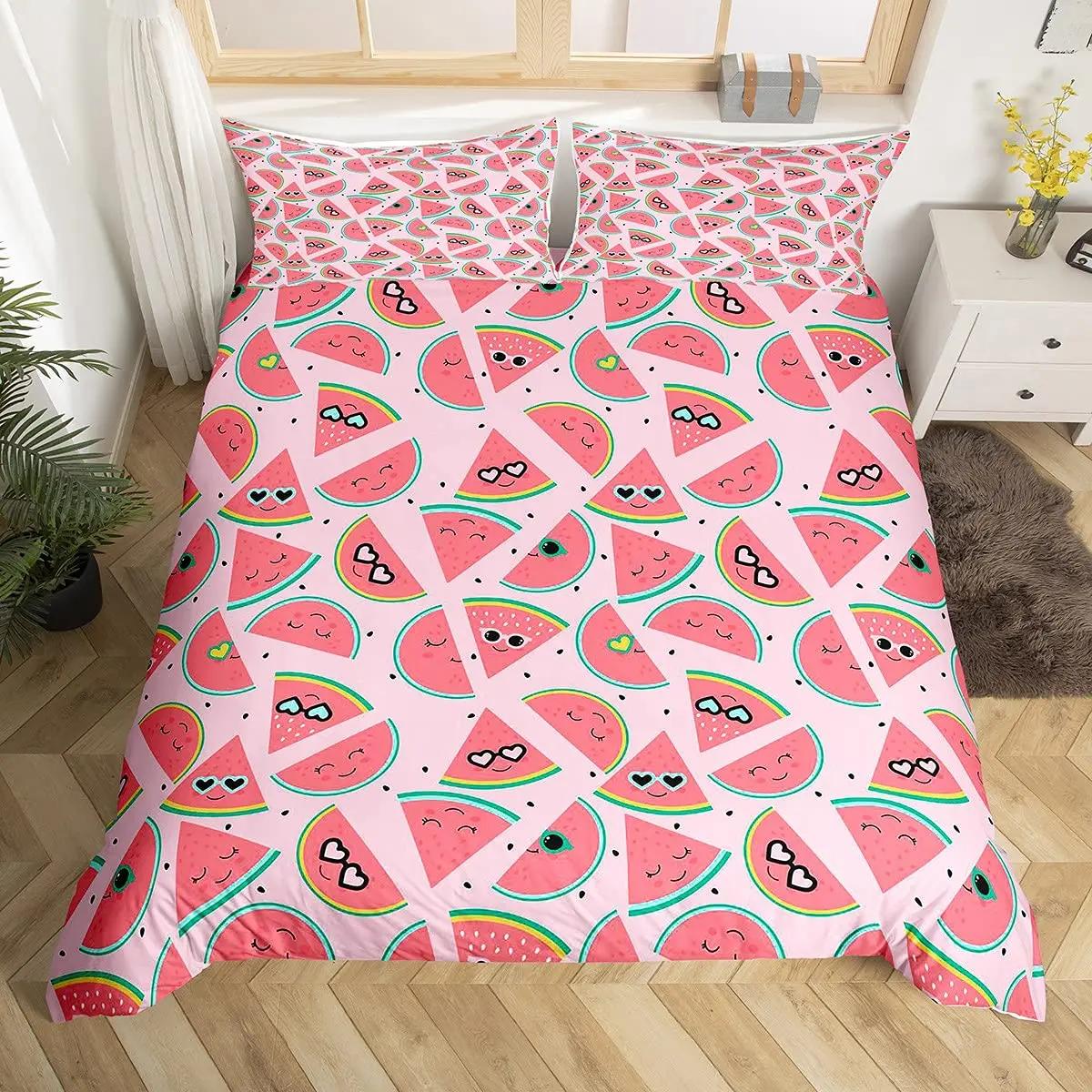 

Comforter Cute Axolotl Cartoon Watermelon Salamander Bedding Set Kawaii Ocean Sealife Comforter For Girls Twin Size Comforter (quilt)-EU Single(135*200cm)3pcs