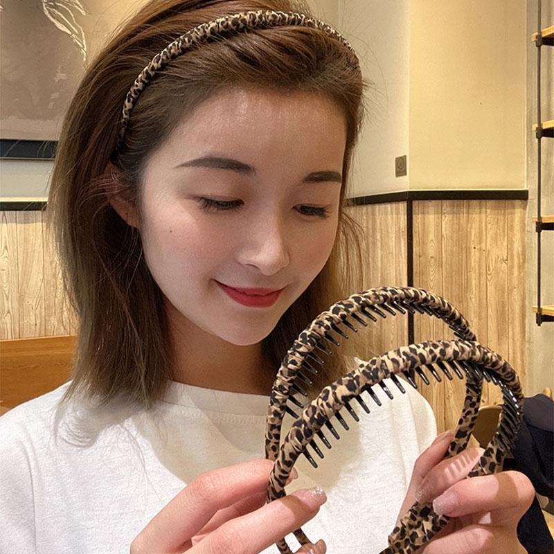 New Women Elegant Print Leopard Toothed Vintage Hairbands Bangs Broken Hair Finishing Wash Headband Fashion Hair Accessories
