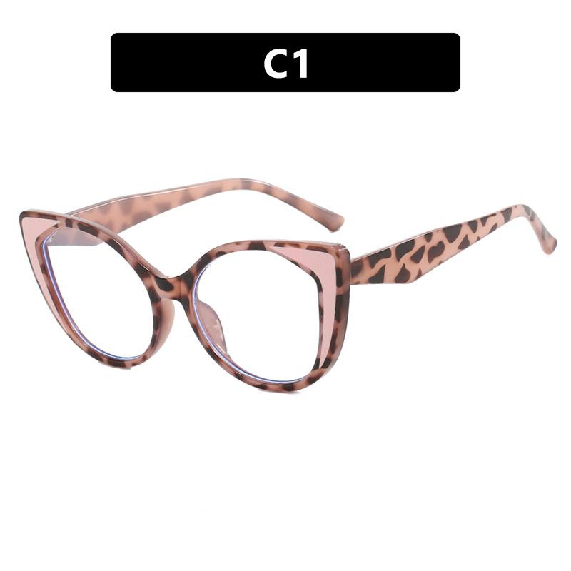 Trendy Cat-eye TR90 Frame Colorful Patchwork Large Size Prescription Short Sight Eyewear 0 -0.5 -1 -1.25 -1.5 -1.75 -2.0 To -6