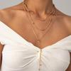 KunJoe Simple Exquisite Round Beads MultiLayer Pendant Necklace Women Vintage Y-Shaped Snake Chain Casual Versatile Jewelry Gift