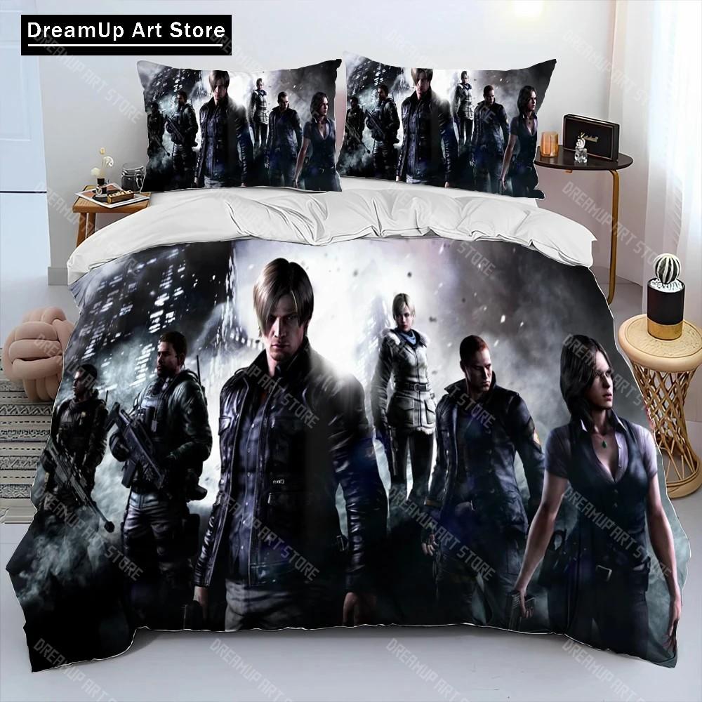 3D R-Resident Evil Spel Gamer Täcke Sängklädesset, Påslakan Sängset Quiltöverdrag Örngott, King Queen Size Sängklädesset Pojkar