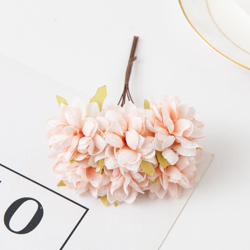 6Pcs Artificial Flowers Silk Carnation Mini Bouquet Wedding Wreaths Valentine for Home Decortion Scrapbooking Bridal Accessories