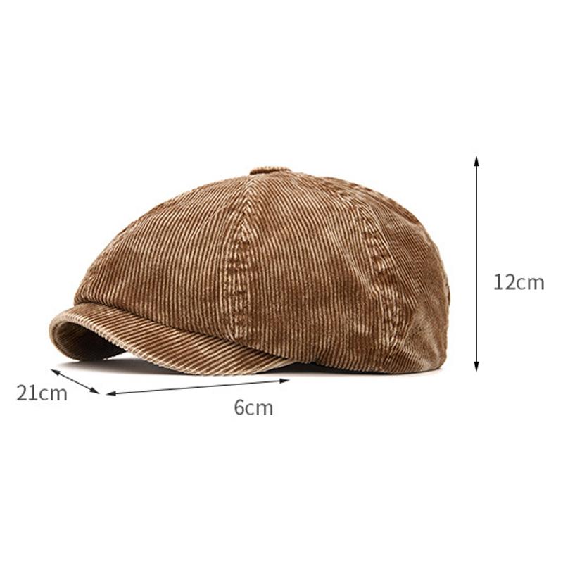 Britse Corduroy Achtkantige Pet Herfst Winter Heren Pet Warme Baret