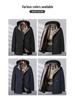 Men's Black Gold Fleece-Lined Hooded Winter Jacket - Thick Warm Cotton Parka for Middle-Aged Dads