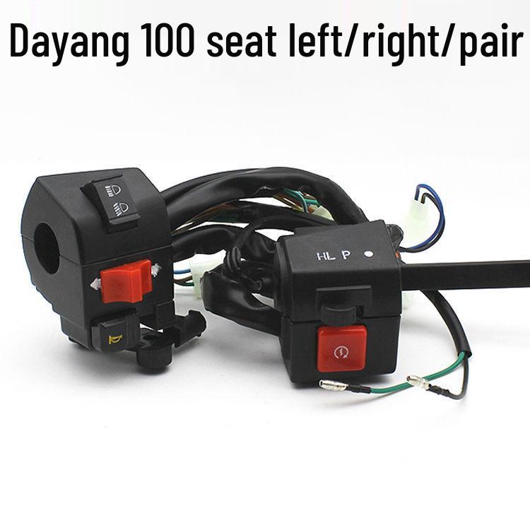 Motorcycle Handlebar Switch Assembly for Dayang DY100: Turn Signal, Headlight, and Horn Controls.