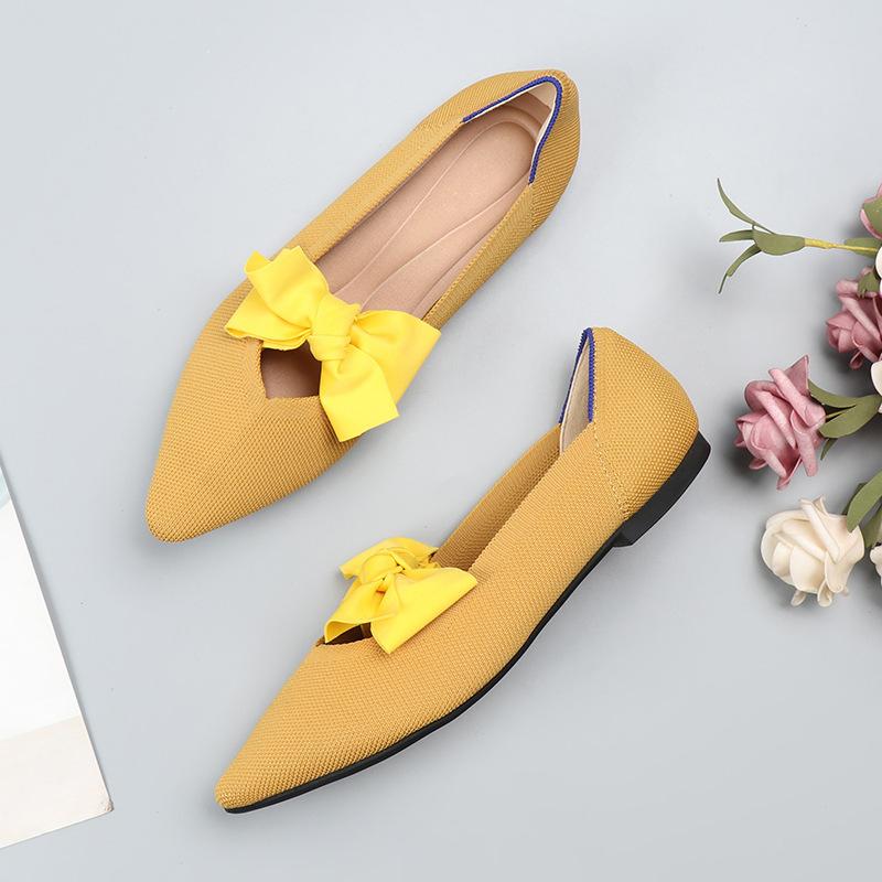 New spring and autumn flying woven single shoes Doudou woven flat wool women's ladyshoes