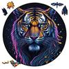 3D Vision Tiger Wooden Puzzles For Adults And Kids, Brightly Colored Unique Shaped Animal Wood Puzzles Toys Christmas Gift