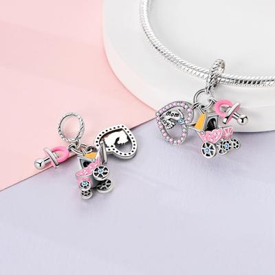 Charms Copperbaby Stroller Pacifier Footprint Pendants Fit Charms Plataoriginal Bracelet Women Jewellery Making Gifts