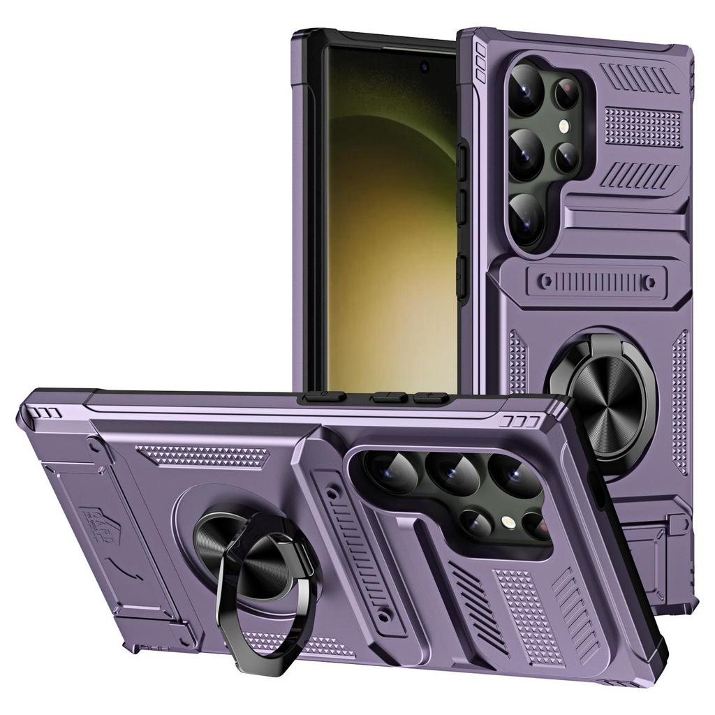 Cross-Border Nail Fusion Case with Card Slot & Bracket for Samsung S25 Ultra & Motorola - Drop-Proof Protection