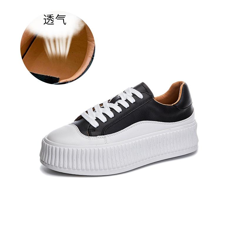 

Кожаные белые туфли женские 2025 весна новые женские туфли универсальные бисквитные туфли удобные туфли на платформе женские повседневные одинарные туфли 35 чёрный