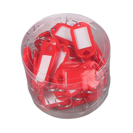 50Pcs Keyring Tags Plastic Key Fobs ID Tags with Split Keyring Paper Insert Key Tags Writing Paper Keychain Organizer