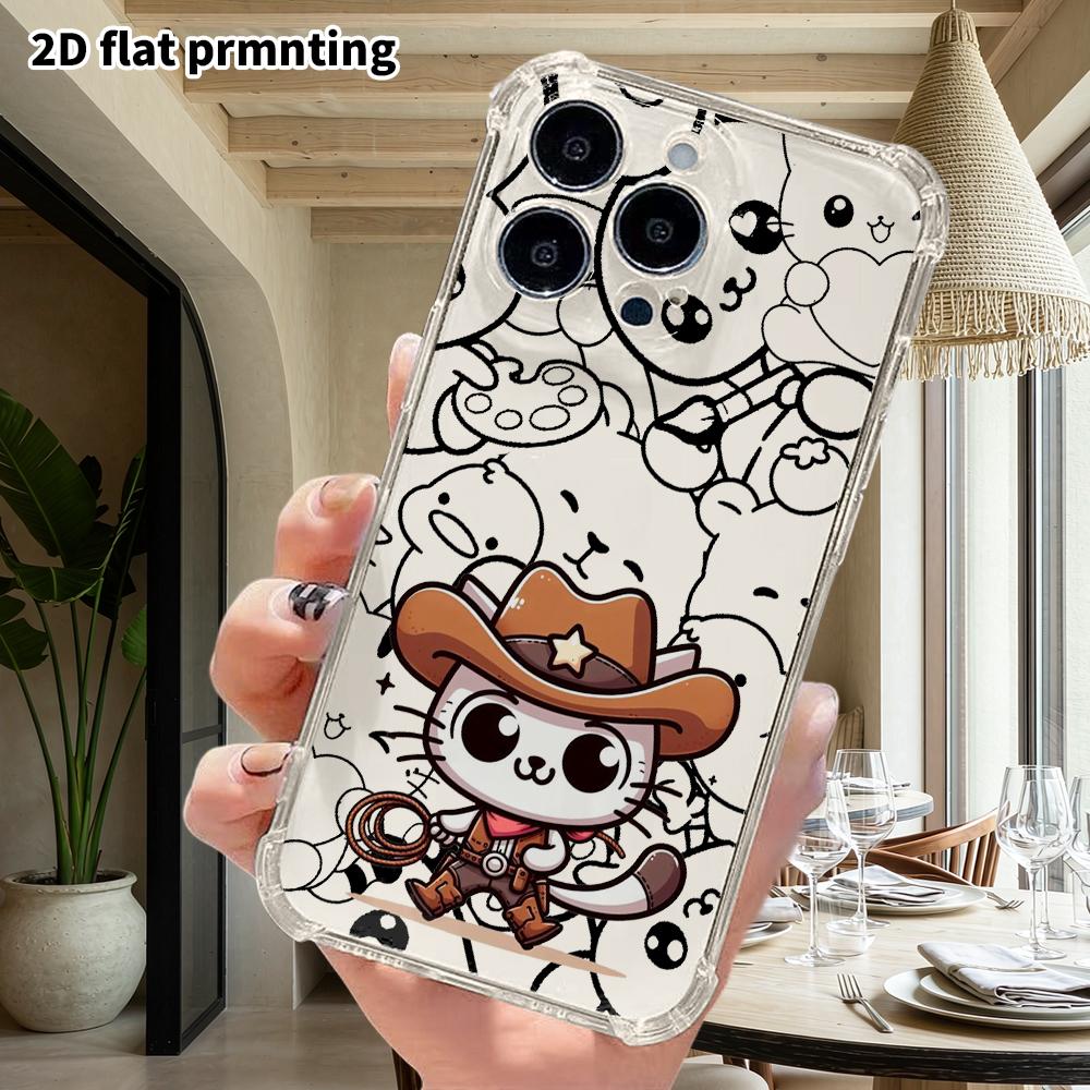 Phone case: 2D flat, suitable for iPhone 18 17 16 15 14 13 Pro protective case, denim kitten, perfect Christmas and Halloween holiday gift