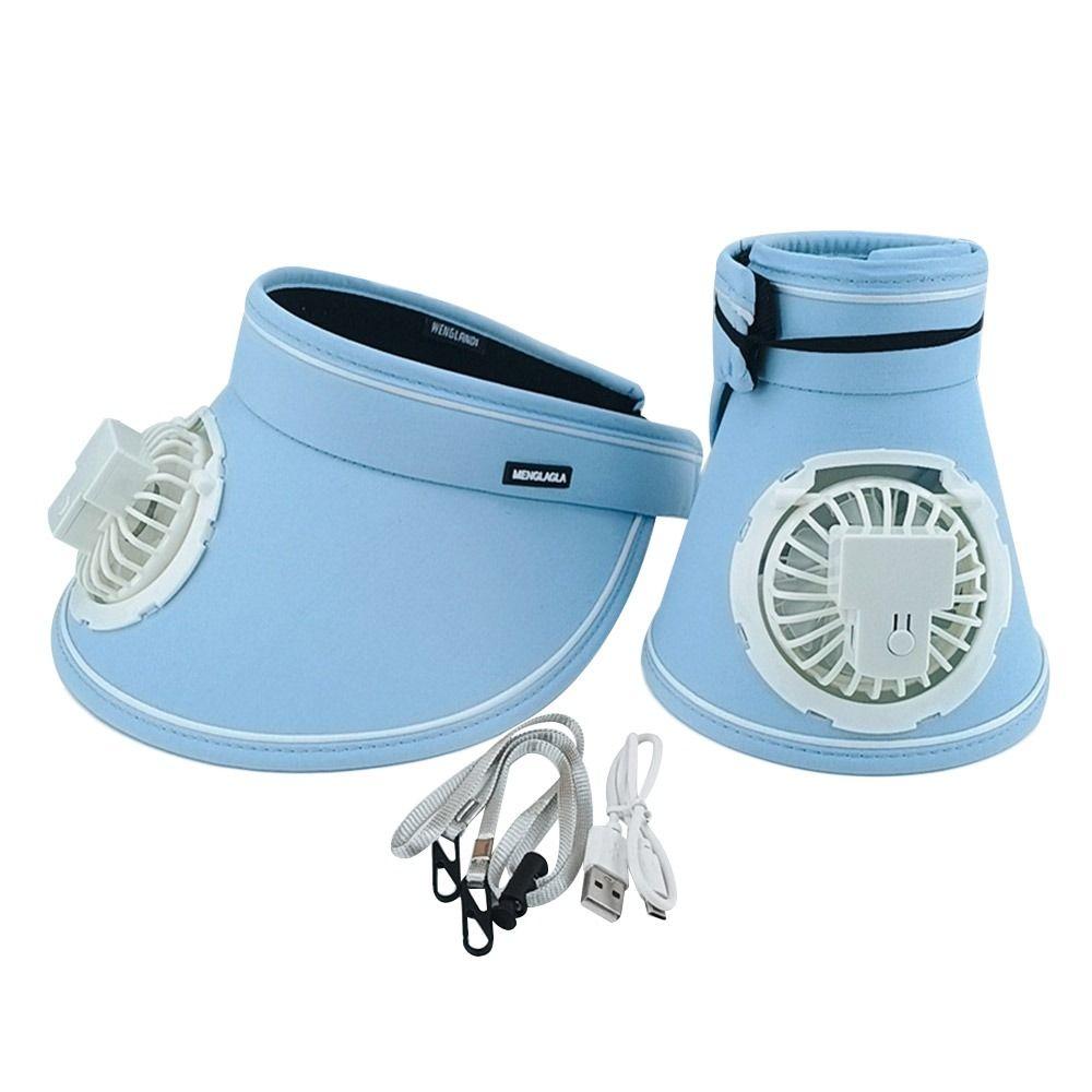 

Wide Brim Fan Sun Hat With Fan Beach Hat Portable Visors Camping Hiking синій