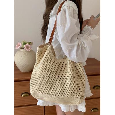 Large Capacity Bag for Women New Versatile One-shoulder Beach Vacation Beach Bag Woven Straw Woven Commuter Tote Bag