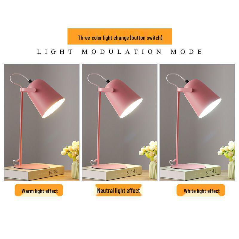 Nordic Minimalist LED Desk Lamp for Dorms and Bedrooms - Eye Protection, Plug-in, Ideal for Students.