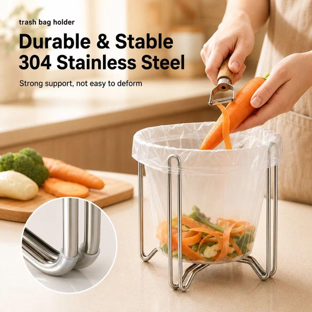 Foldable Garbage Bag Rack Portable Kitchen Sink Strainer Sink Garbage Organizer Kitchen Countertop