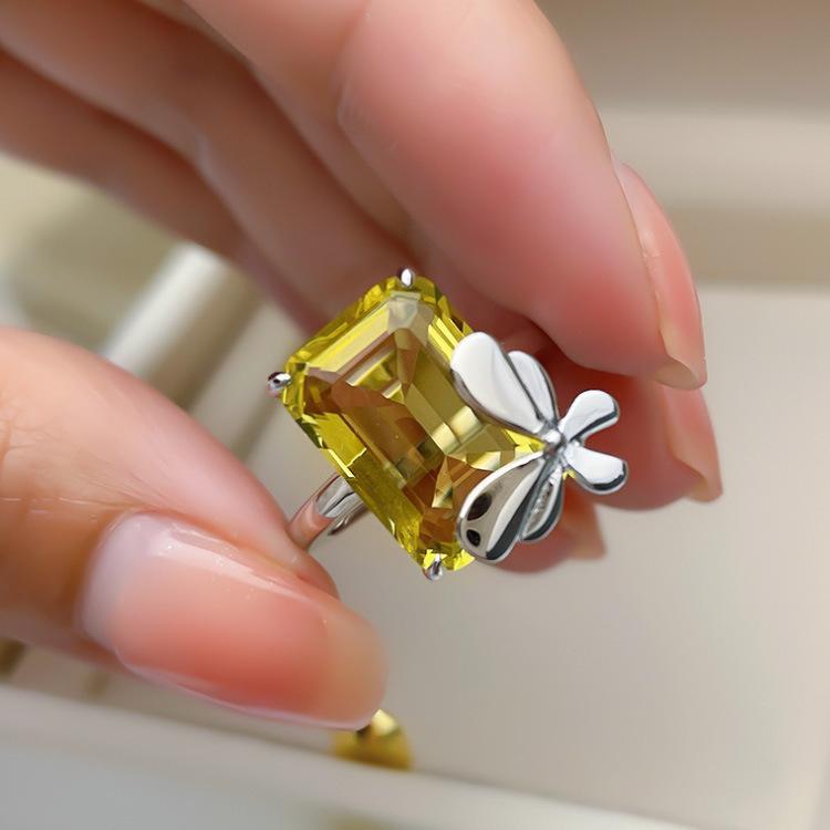 Nuovo Anello Farfalla Blu Oro Zircone Europa e Stati Uniti Moda