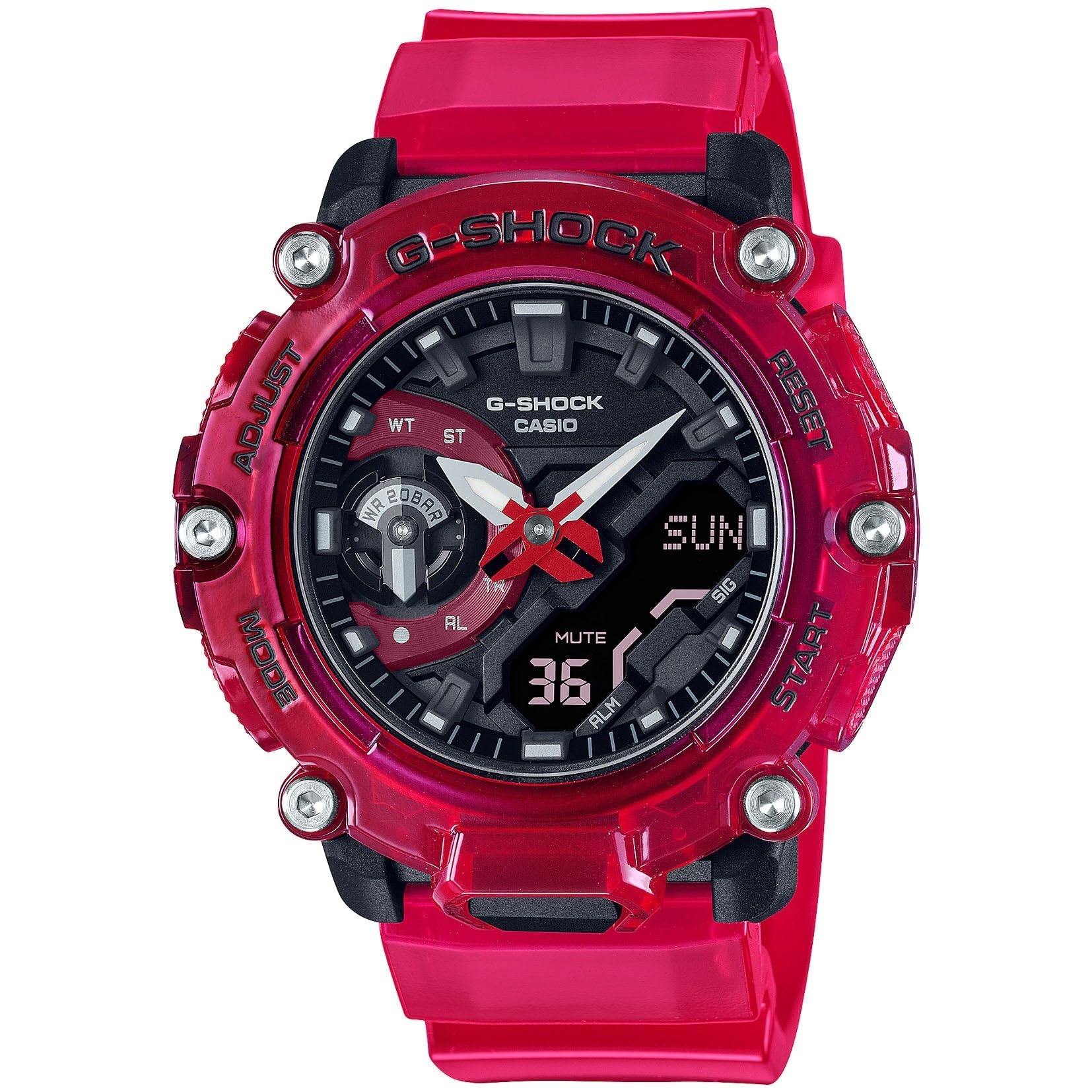 

[G-SHOCK] GA2200SKL-4A Soundwave Skeleton Series Wristwatch Red Clear Red One Size