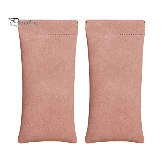 2 Pcs Sunglasses Pouch Soft Auto-Closing Stylish Case Faux Leather Anti-Scratch Lining Compact Glasses Bag Microfiber Screen Cleaning Bag