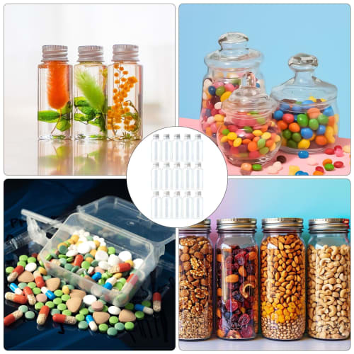 Doyime Small Bottles, Mini Bottles for Small Items (Set of 15) - 30ml Spice Bottles, Condiment Bottles, PET Plastic Storage Containers for Pills, Smal