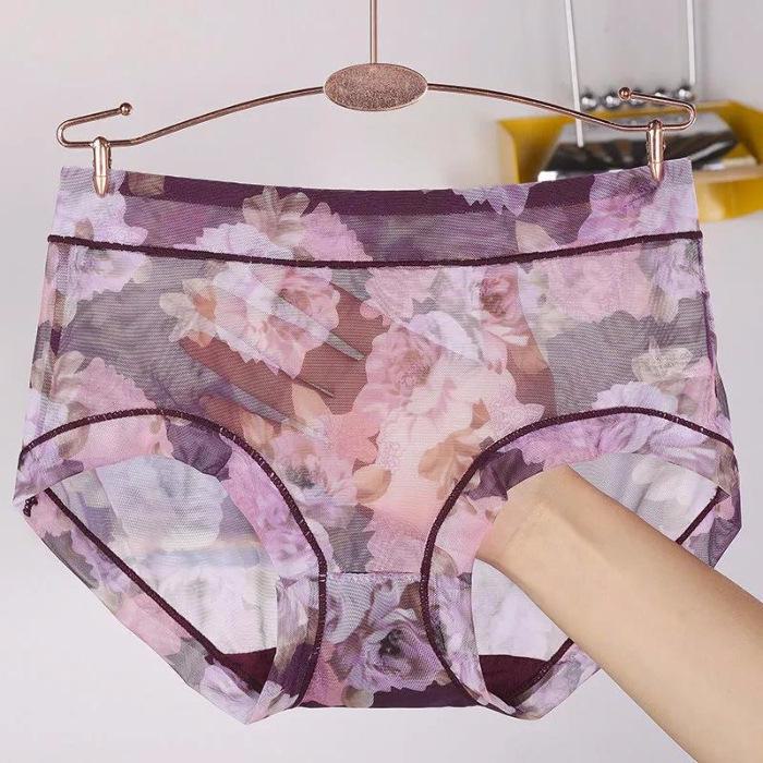 Spitzenhöschen mit mittlerer Taille: Sexy, leichte, atmungsaktive, bedruckte Bauch- und Hüftlifting-Unterwäsche für Damen