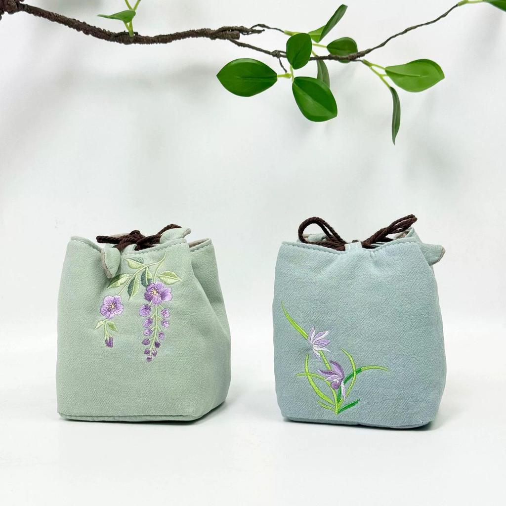 New Chinese Style Cotton Linen Tea Tasting Cup Bag - Thickened for Storage