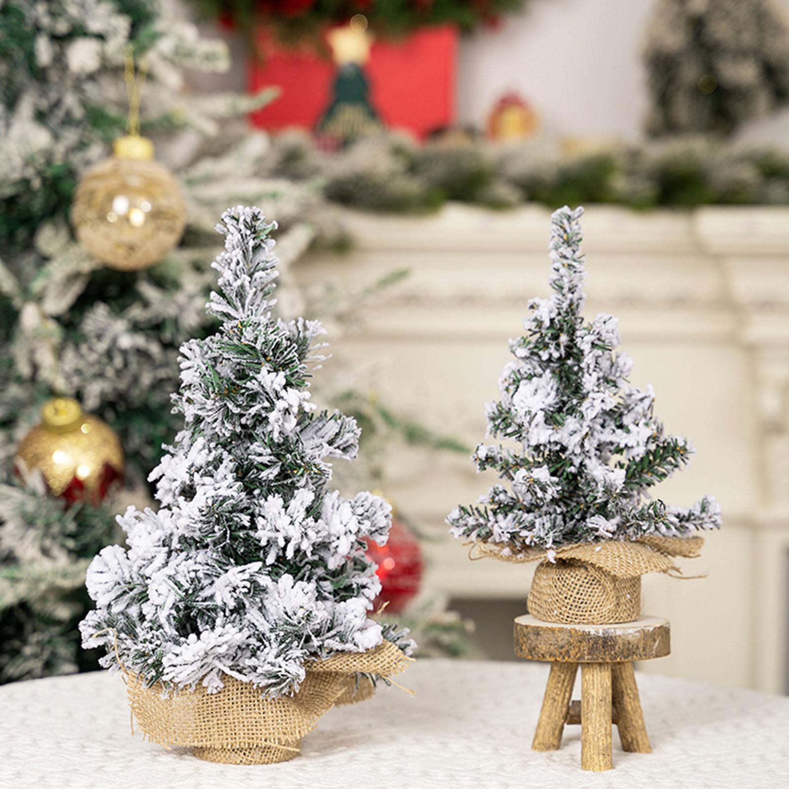 Flocked Christmas Tree Artificial Creative Christmas Tree Decorative Accessories Table Decor Tabletop Christmas Tree for Office 20 cm
