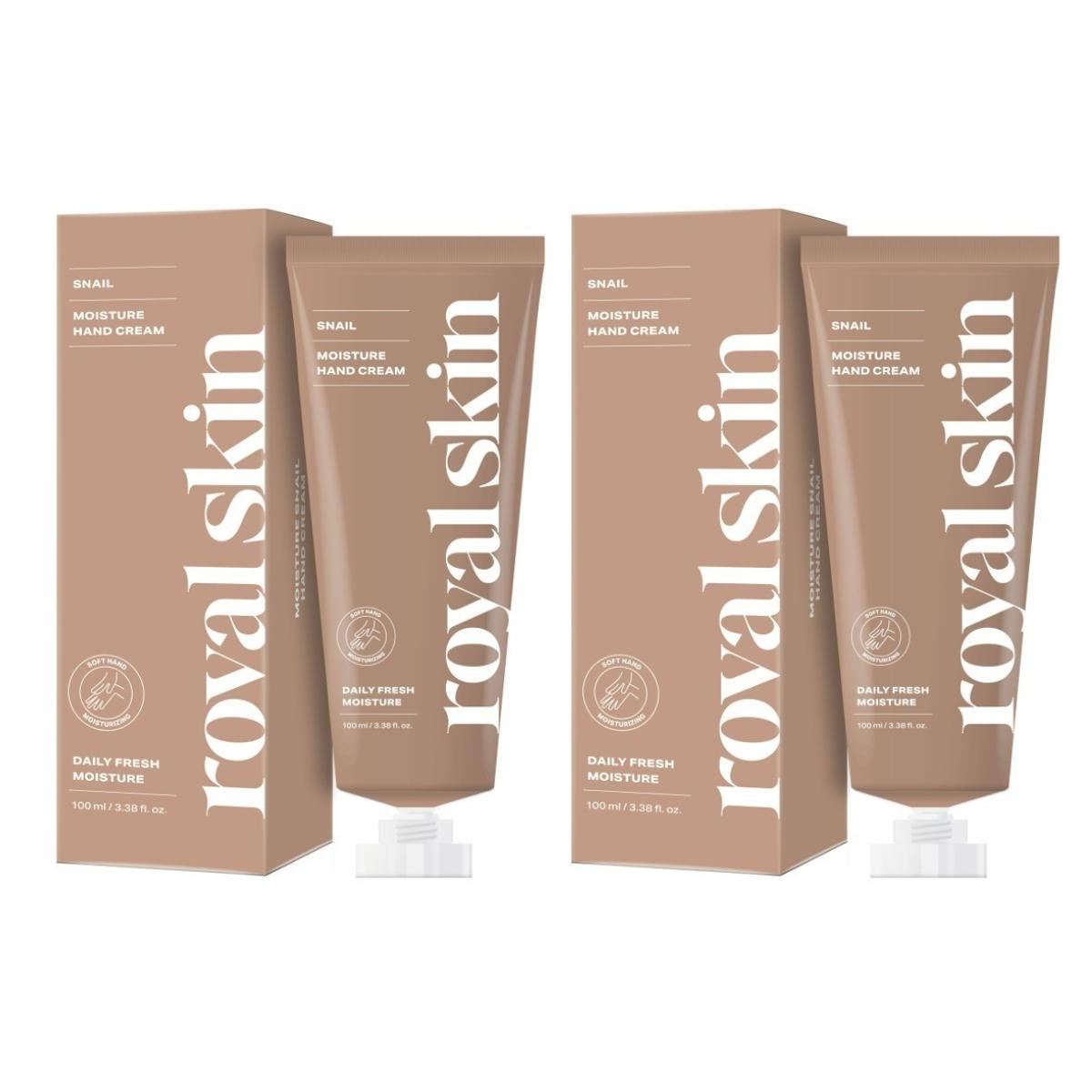 Royal Skin Moisture Snail Hand Cream Set (2pcs) - Hydrating & Nourishing Snail Secretion Filtrate Hand Care for Dry Skin 100ml x 2