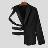 INCERUN Men One Shoulder Long Sleeve Button Cutout Bandage Blazer Irregular Coats