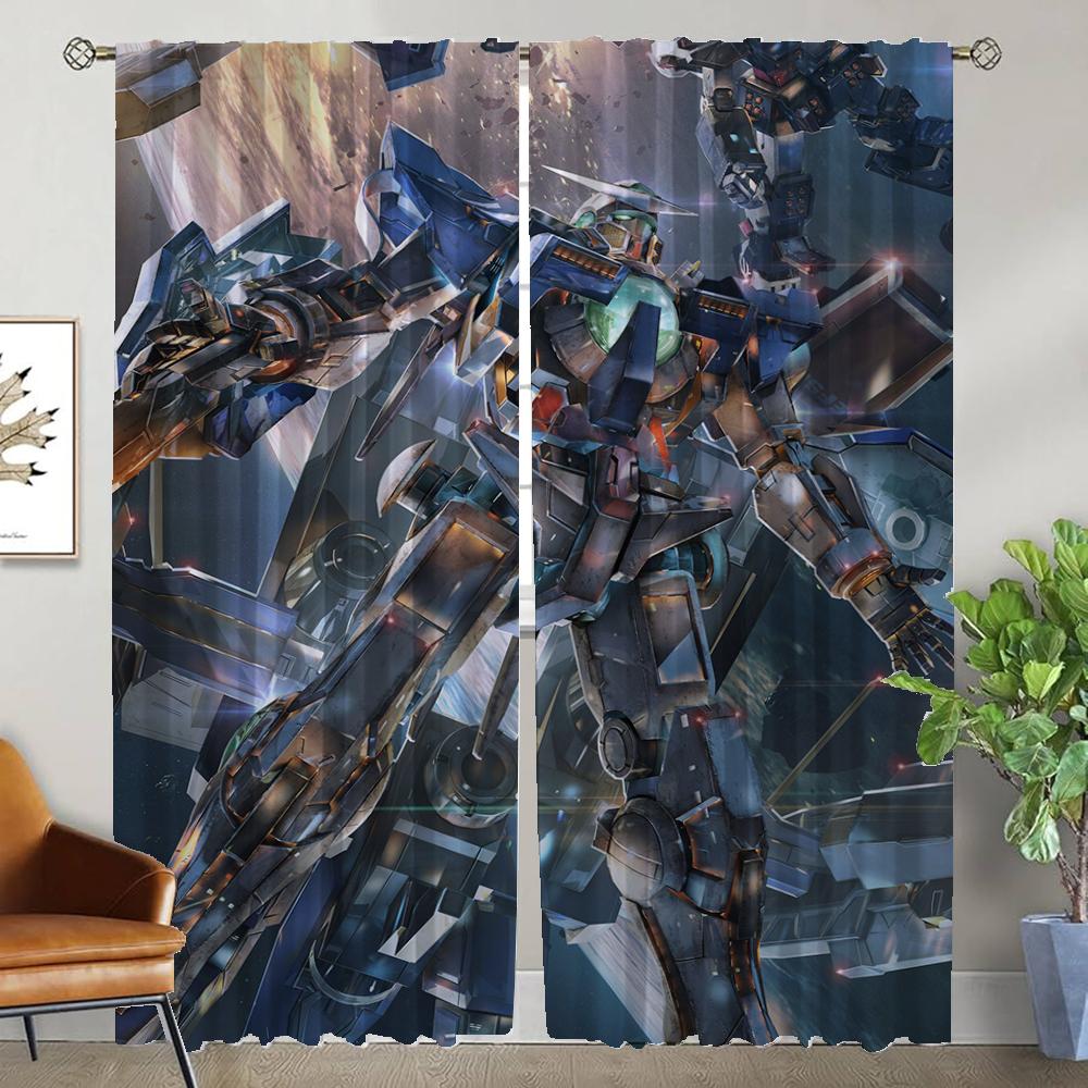 Gundams Home Interior Curtains 2 Pieces Elegant Room Curtains for Camera Living Room Curtain Partition Tulle for Bedroom Shades
