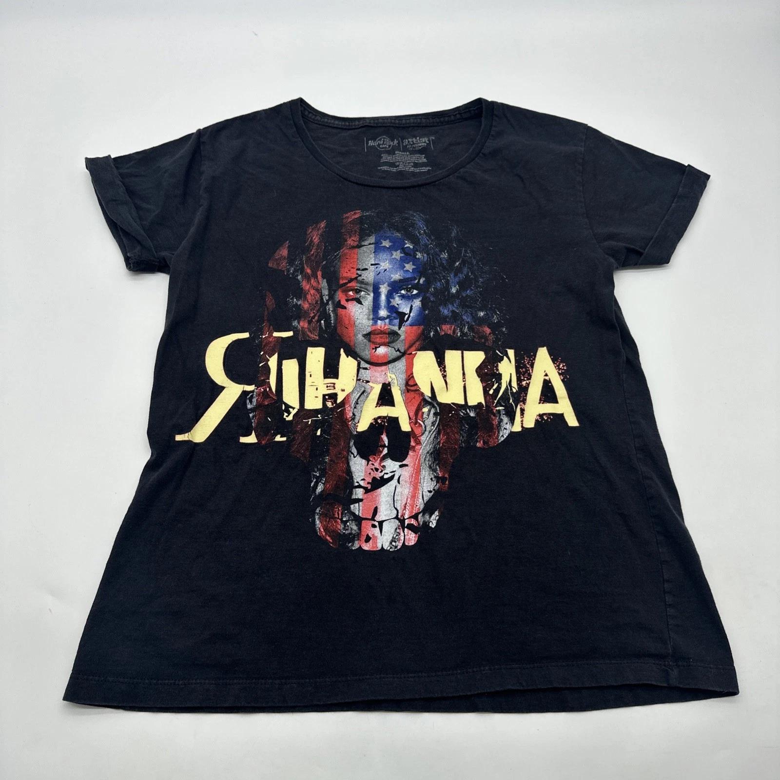 Hard Rock Cafe T-shirt Women S Black Graphic Print Rihanna 100% Cotton.#36250 4XL