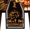Linen Halloween Table Runner Pumpkin Spider Web Skull Dining Table Decoration Scary Table Cover For Halloween Dinner Party Decor