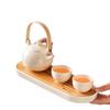 Cream Wind Beam Pot Kung Fu Tea Set Hotel Homestay One Pot Two Cups Ceramic Tea Set Teapot Teacup Tea Tray