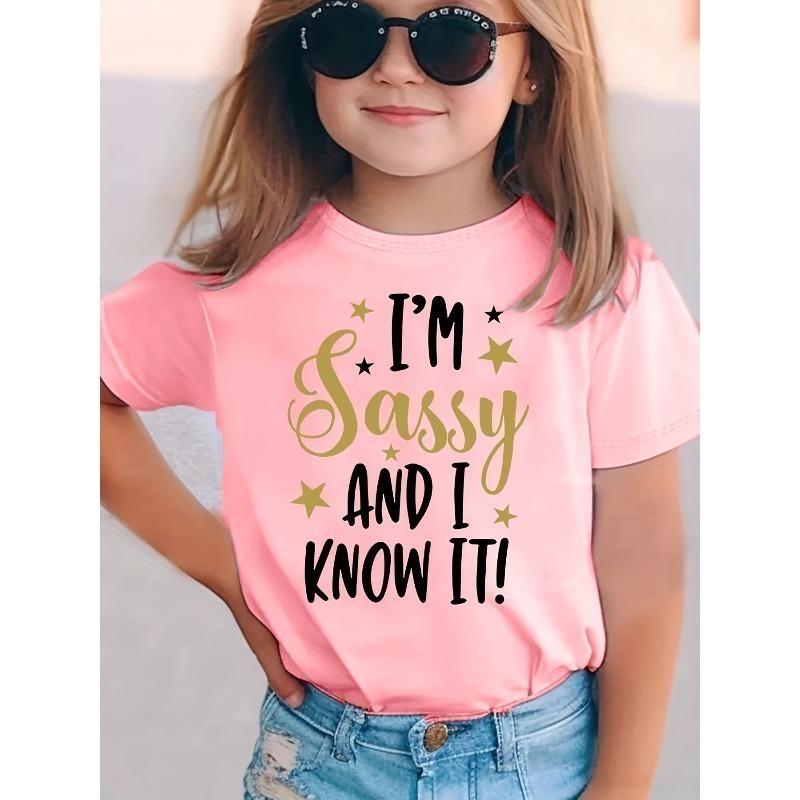 European sizes Girls' Cute English Alphabet A-Z Letter Print T-Shirt - Short Sleeve Round Neck Casual Top with Uppercase