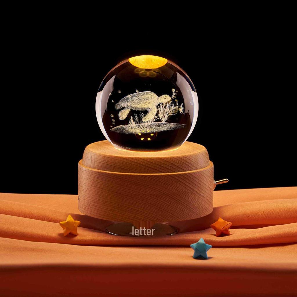 Laser Engraved Sea Turtle Crystal Ball Night Light - Perfect Birthday Gift for Friends or Classmates