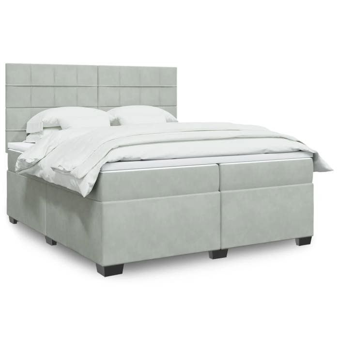 Maison Exclusive - Sommier à lattes de lit et matelas Gris clair 200x200cm Velours