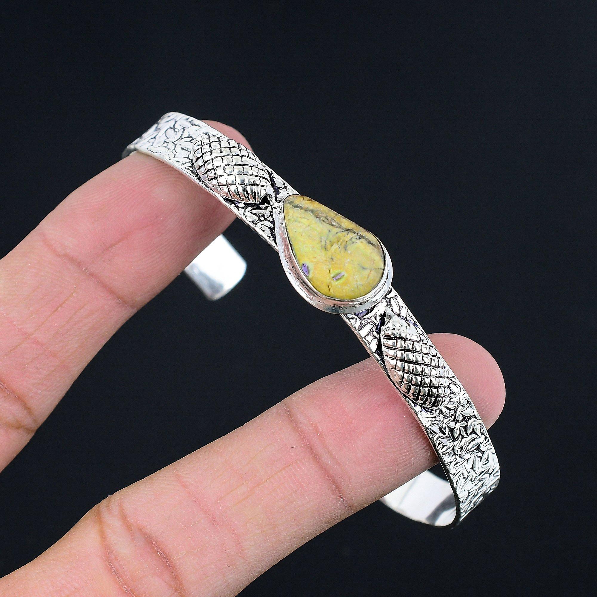 Halloween Deal Sterling Silver Atlantisite Stone Daughter Artisan Wedding Bangle Adjustable