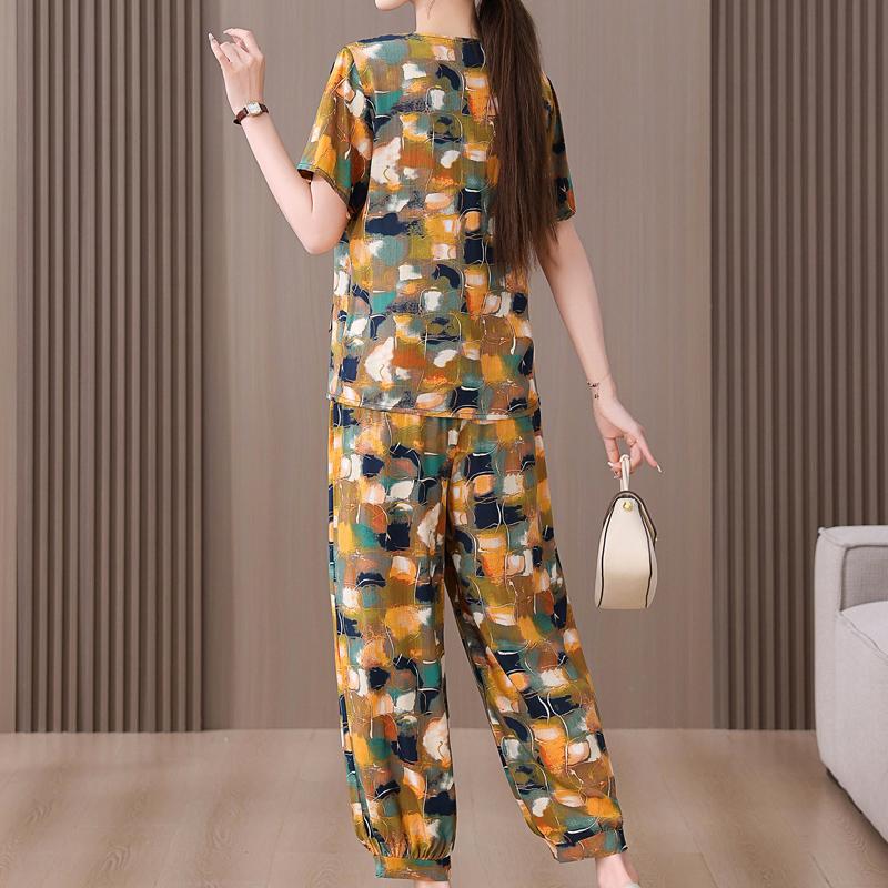 Summer Women's Two Pieces Set Plus Size Elegant Cotton Linen Pant Sets Casual Ladies Clothes