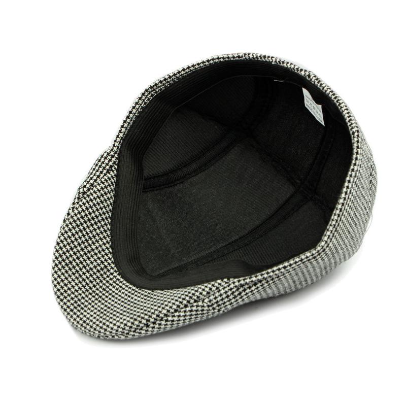 Jesień Zima Męski Kapelusz Średniego Wieku i Starszy Retro Kapelusz z Daszkiem Brytyjski Beret Mała Pepitka Bawełniany Kapelusz