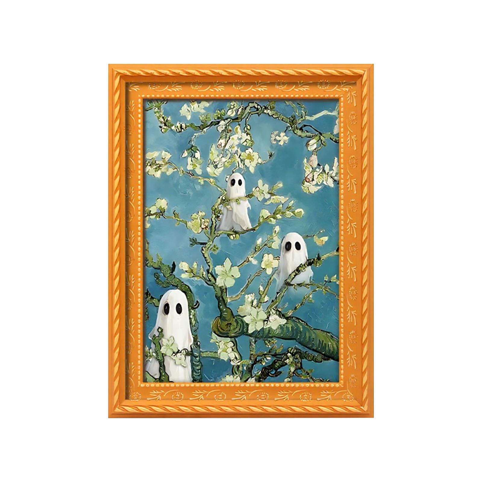 

Хэллоуин Искусство Маленькая Магнитная Фоторамка Рядом с Цветами, Деревянный Ретро Магнит на Холодильник One Size